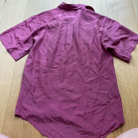 Vintage Tip Top Tailors 100% Silk Pink Safari Shirt - S - Picture 6 of 16
